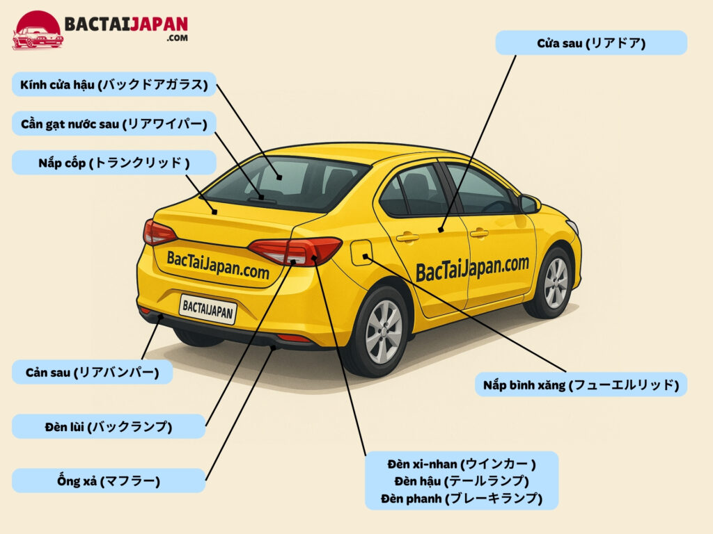 Chi tiết tên gọi các bộ phận phía sau xe ô tô