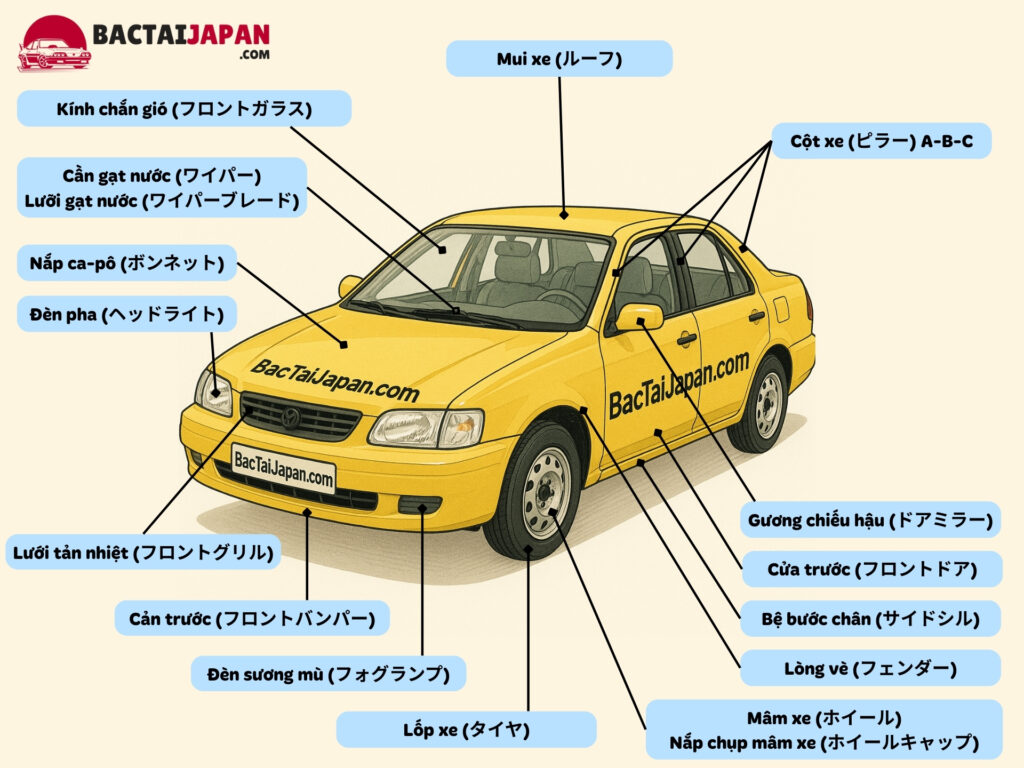 Chi tiết tên gọi các bộ phận phía trước xe ô tô